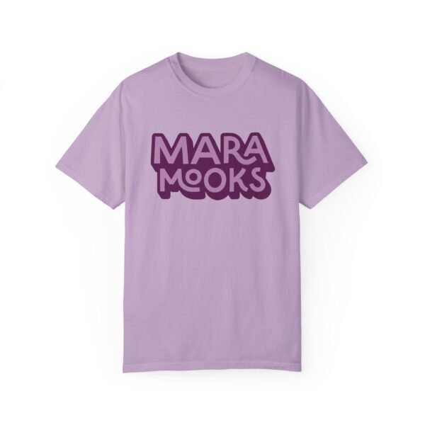 Orchid purple t-shirt with darker purple Maramooks logo.