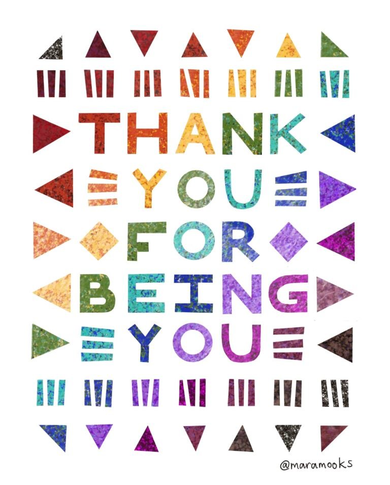Rainbow text saying Thank You for Being You